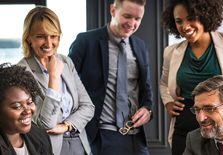 Creative team collaborating on digital marketing strategies