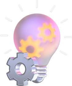 Creative lightbulb icon with gear symbolizing innovation and experience